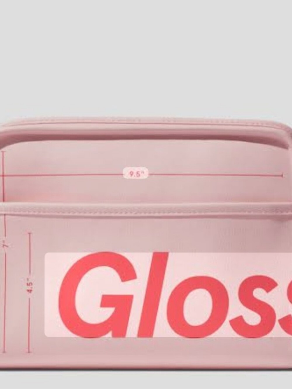 Glossier Pink Cosmetic Pouch with Logo Front Pocket